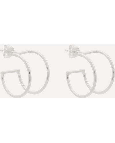 Studio Adorn Sterling Silver Parallel Line Hoop Earrings One Size - Natural