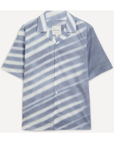Paul Smith Mens Abstract Stripe Short-sleeve Shirt - Blue