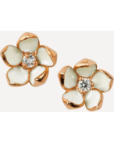 Shaun Leane Cherry Blossom Diamond Flower Stud Earrings - Metallic