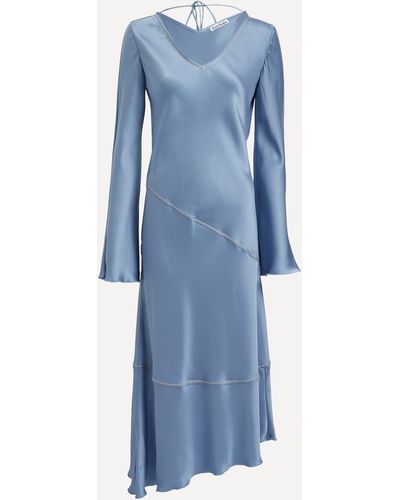 Acne Studios Women's Dusty Blue Long Satin Dress 8