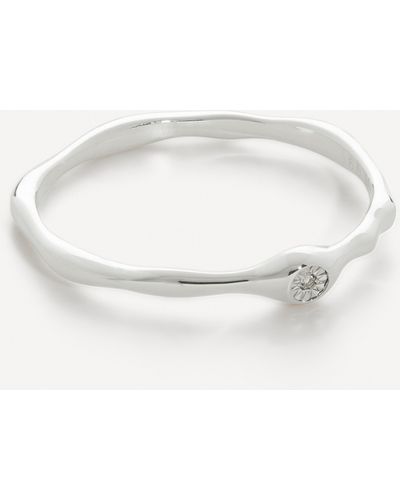 Monica Vinader Sterling Silver Siren Mini Diamond Stacking Ring - White