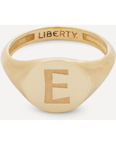 Liberty 9ct Gold Initial Signet Ring - E - White