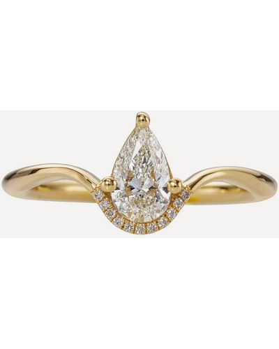 ARTEMER 18ct Gold Floating Pear Cut Engagement Ring - Natural