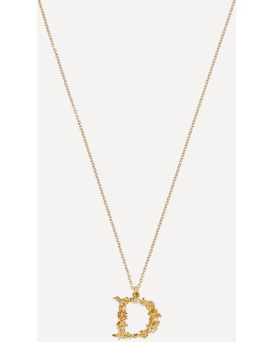 Alex Monroe Gold-plated Floral Letter D Alphabet Necklace One Size - Metallic