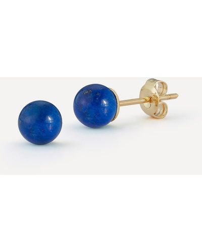 Mateo 14ct Gold 6mm Lapis Lazuli Stud Earrings - Blue