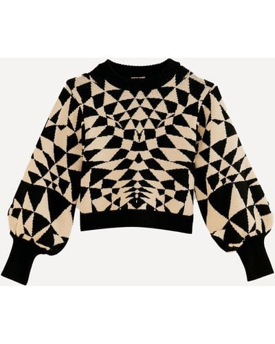 FARM Rio Women's Black Heart Deco Knit Sweater Xs