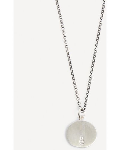 Serge Denimes Mens Sterling Silver Minimal Hallmark Necklace - White