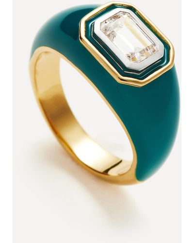 Missoma 18ct Gold-plated Vermeil Silver Enamel And Stone Dome Statement Ring - Blue