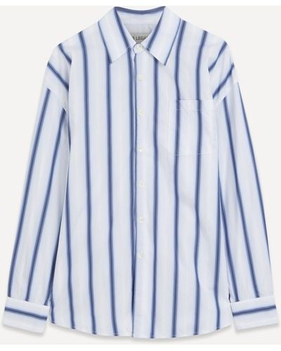 Our Legacy Mens Borrowed Shirt In Blue Crypto Stripe 42/52