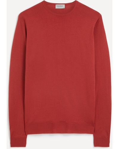 John Smedley Mens Lundy Long-sleeve Crew-neck Pullover - Red