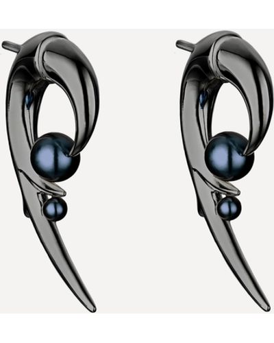 Shaun Leane Black Rhodium-plated Silver Hooked Black Pearl Earrings