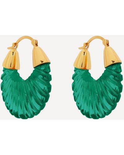 Shyla Gold-plated Etienne Glass Hoop Earrings One Size - Green
