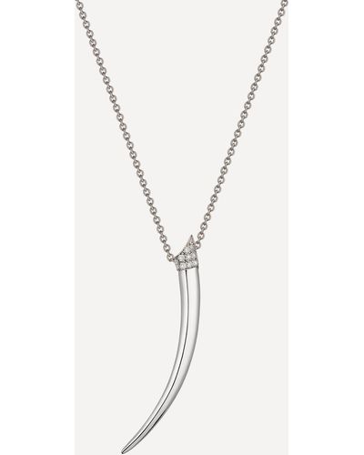 Shaun Leane Silver And Diamond Tusk Pendant Necklace One Size - Metallic