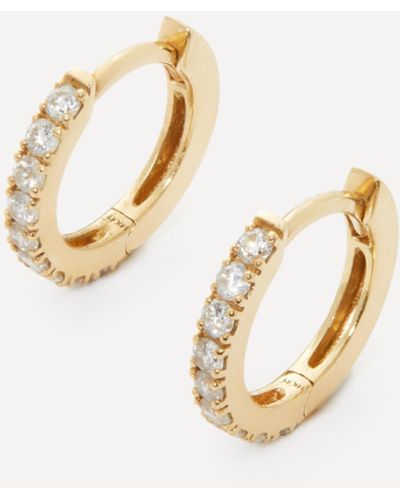 Andrea Fohrman 14ct Gold Diamond Pave Huggie Hoop Earrings One Size - Natural