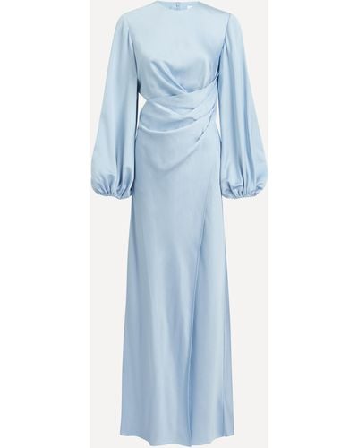 Significant Other Women's Lara Long-sleeve Petrol Satin Dress 12 - Blue