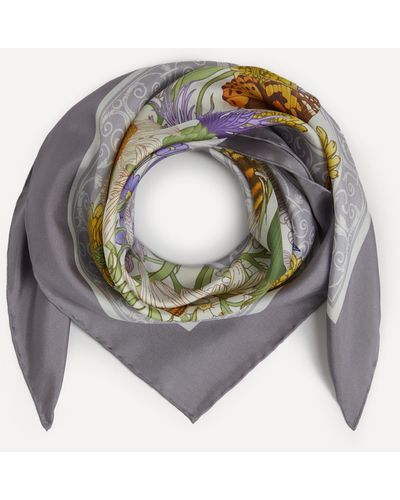 Emily Carter Women's The Thistle And Dandelion 65x65 Silk Scarf One Size - Grey