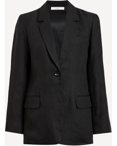 Co. Women's Single Button Linen Blazer - Black