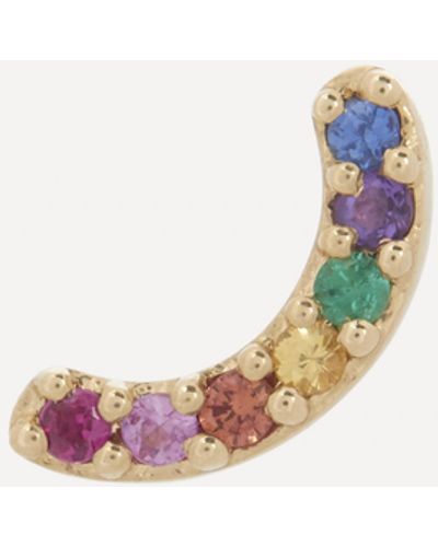 Andrea Fohrman 14ct Gold Single Row Multi Rainbow Stud Earring - Multicolour