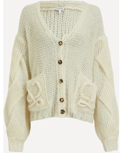 Loewe Women's Anagram Mohair Cardigan Xs - Natural