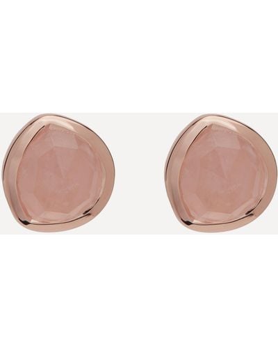 Monica Vinader Rose Gold Plated Vermeil Silver Siren Rose Quartz Stud Earrings One Size - Pink