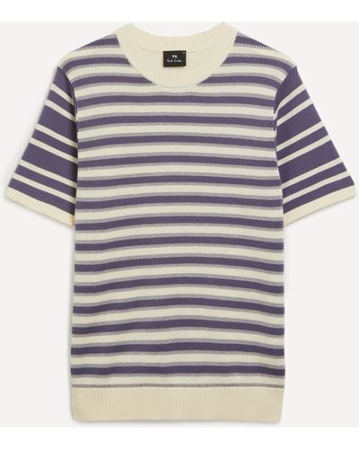PS by Paul Smith Mens Striped Cotton Knit T-shirt Xl - Grey