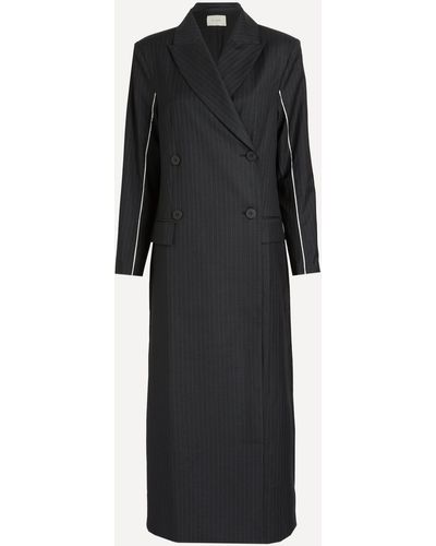 St. Agni Women's Pinstripe Maxi Coat Xs - Black