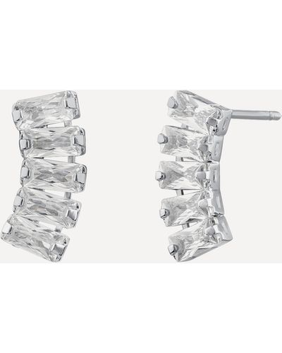 CZ by Kenneth Jay Lane Rhodium-plated Cubic Zirconia Single Row Baguette Earrings One - White