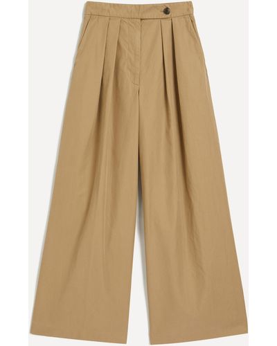 Dries Van Noten Women's Wide Pleated Trousers 16 - Natural