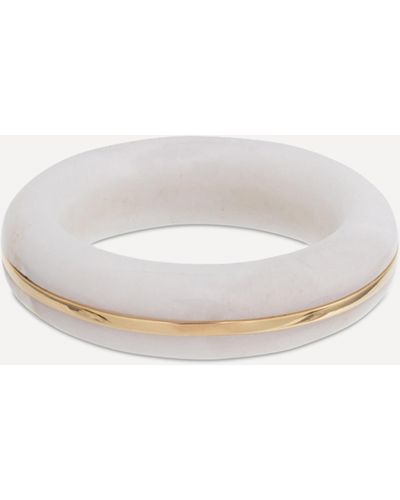 BY PARIAH 14ct Gold Essential White Agate Stacking Ring