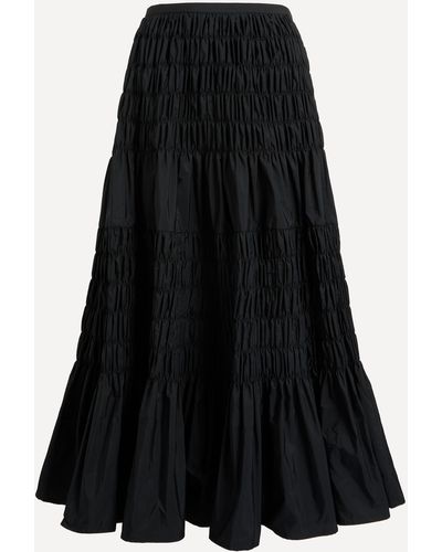 Molly Goddard Women's Lauren Taffeta Shirred Maxi-skirt 10 - Black