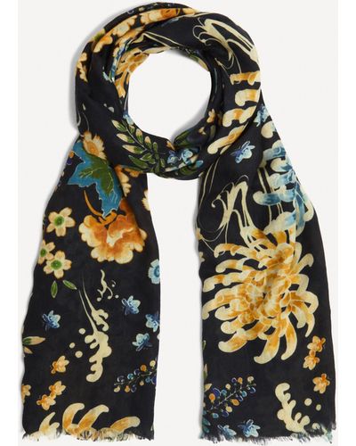 Lily and Lionel Kyoto Floral Wool-silk Scarf - Blue