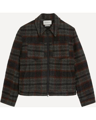 Oliver Spencer Mens Norton Checked Wool Jacket - Black