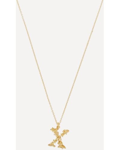 Alex Monroe Gold-plated Floral Letter X Alphabet Necklace One Size - Metallic