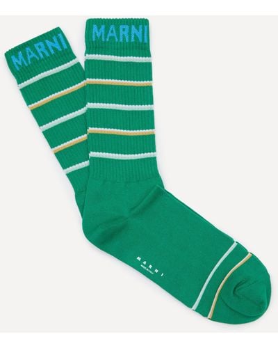 Marni Mens Striped Knit Socks - Green