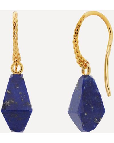 Monica Vinader 18ct Gold Plated Vermeil Silver Lapis Wire Drop Earrings One - Blue