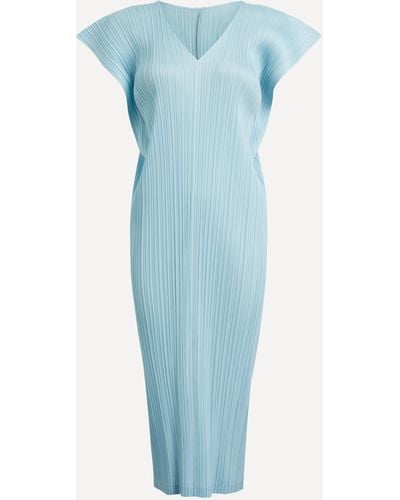 Pleats Please Issey Miyake Women's Monthly Colours March Pleated Dress 5 - Blue
