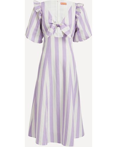 Kitri Women's Pia Lilac Stripe Tie Front Dress - Purple
