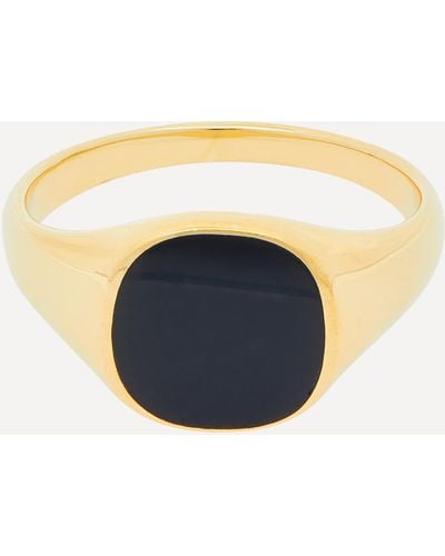 Miansai Mens 14ct Gold Plated Vermeil Silver Olympus Signet Ring - Blue