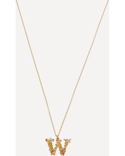 Alex Monroe Gold-plated Floral Letter W Alphabet Necklace One Size - Metallic