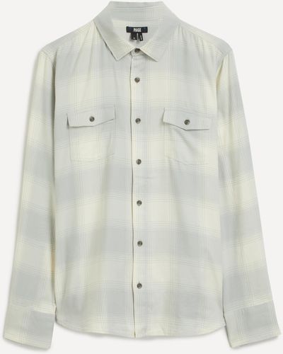 PAIGE Mens Everett Sandy Bluffs Flannel Shirt - White