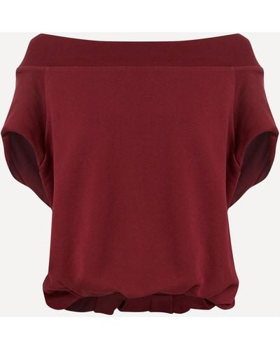 Dries Van Noten Women's Burgundy Off-the-shoulder Sweatshirt Xs - Red
