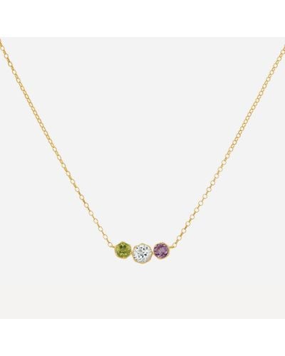 Dinny Hall Gold Plated Vermeil Silver Suffragette Three Stone Scoop Pendant Necklace - Metallic