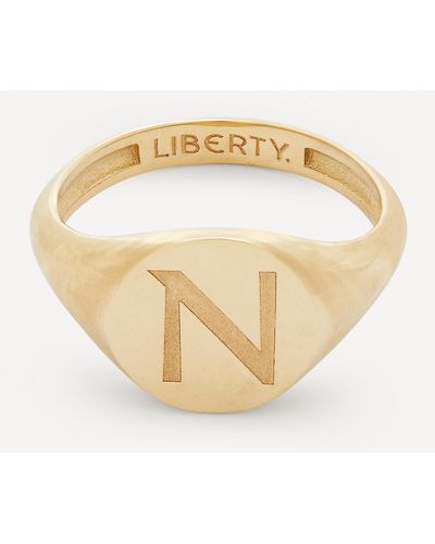 Liberty 9ct Gold Initial Signet Ring - N - White