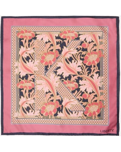 Liberty Women's Alphabet Madriana K 45x45 Silk Scarf One Size - Pink