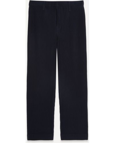 Homme Plissé Issey Miyake Mens Pleated Straight Leg Trousers 2 - Blue