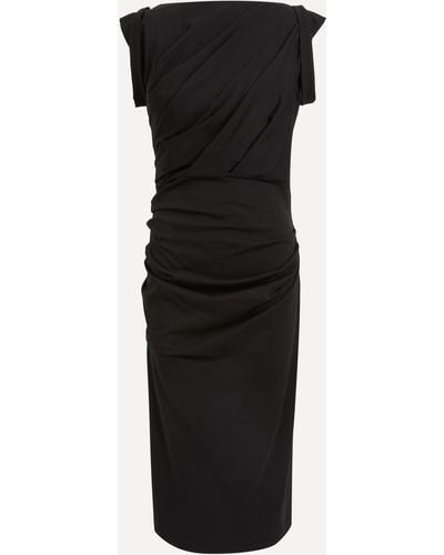 Dries Van Noten Women's Draped Cotton Jersey Dress - Black