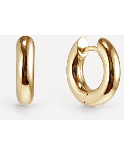 Otiumberg 14ct Gold Plated Vermeil Silver Small Chunky Hoop Earrings One Size - Metallic