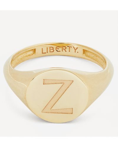 Liberty 9ct Gold Initial Signet Ring - Z - White