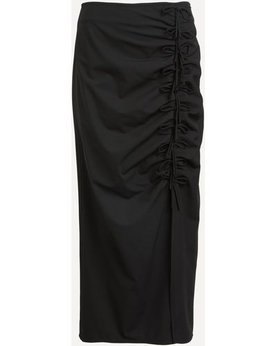 Ganni Women's Drapey Melange Midi Skirt 14 - Black