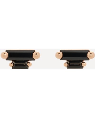 Suzanne Kalan 14ct Rose Gold Black Mix Baguette Stud Earrings One Size - Natural